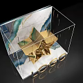 Photo Check In Spot With Transparent Cube Gold Star Teal Marble Background And Gold LOGO