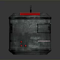 Modern Gray Metal Storage Box With Red Handle And Sturdy Design
