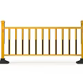 Yellow Road Barrier With Black Base And Metal Railing Structure For Traffic Safety