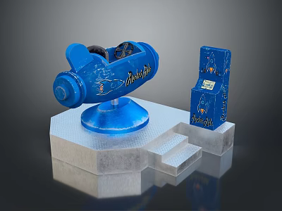 Blue HyperX Computer Gaming Headset And Keyboard On Display Stand 3d model