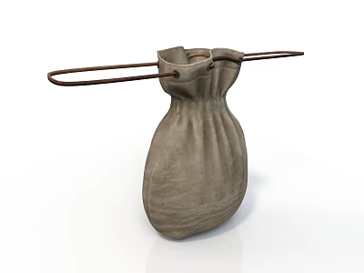 Gray Cloth Bag With Brown Handles And Simple Design For Daily Household Essentials 3d model