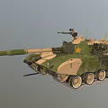 Military Armored Tank Featuring Camouflage Design Long Cannon Tracks And Star Emblem