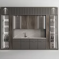 Modern Kitchen With Sleek Wooden Cabinets Metal Accents And Marble Countertop Sink