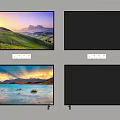 Multiple Televisions Wall Mounted And Stand Models With Scenic Mountain Lake Views And Dark Screens
