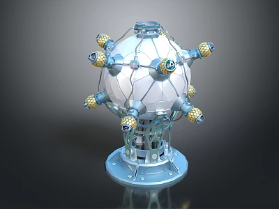 Mechanical Sphere Structure With Multiple Connector Modules And Base Stand 3d model