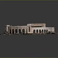 European Style Architecture Circular Open Air Theater With White Exterior Arched Windows And Seating