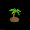 Decorative Toy Palm Tree with Green Leaves and Brown Trunk on Sandy Base