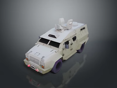 White Military Tank With Purple Wheels 3D Rendering Design Model 3d model