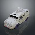 White Military Tank With Purple Wheels 3D Rendering Design Model