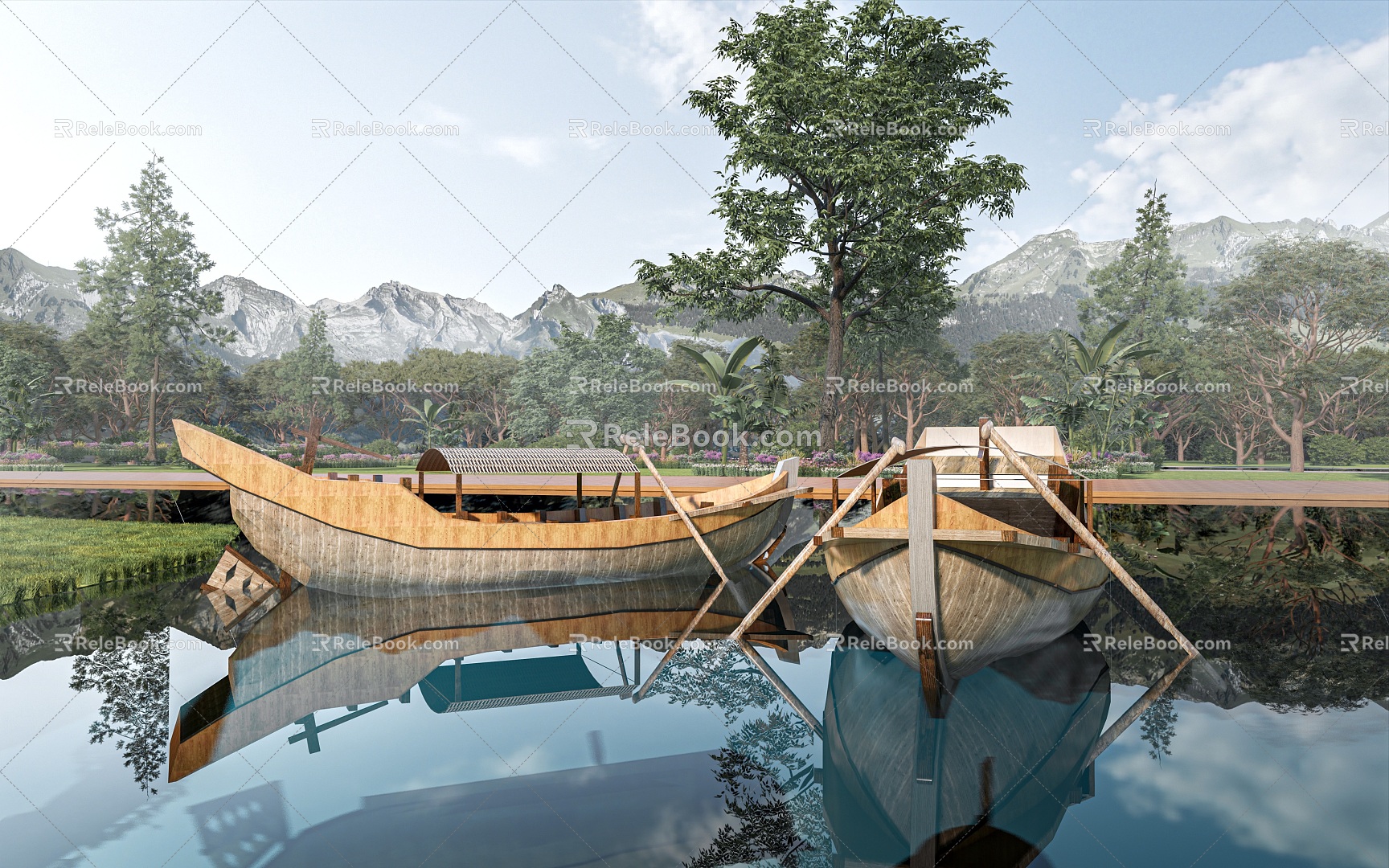 Wooden boat, wooden boat, fishing boat, sailing boat, sailing boat 3d model