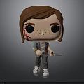 Funko Pop Style Character Figure With Brown Hair Blood On Face And Knife