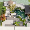 Courtyard Garden Featuring Pond Pavilion Outdoor Seating Stone Paths And Lush Green Plants