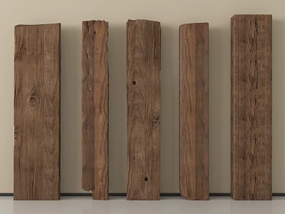 Natural Wooden Planks With Different Textures Arranged Vertically Against Light Wall And Floor 3d model