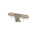 Stylish Wooden Footstool With Metal Frame And Patterned Blanket For Living Room Decor