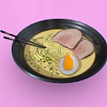 Tasty Ramen Bowl With Rich Broth Noodles Chashu Pork Soft Boiled Egg Scallions And Chopsticks