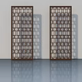 Modern Brown Decorative Swing Doors with Intricate Geometric Pattern Design for Home 3d model