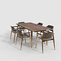 Elegant Modern Dining Table Set With Solid Wood Tabletop And Metal Leg Upholstered Chairs 3d model