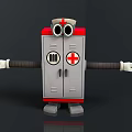 Cartoon First Aid Kit Character With Red Cross Symbol Eyes Gray Red Design And Arms
