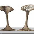 Two Modern Wooden Pergolas With Hollowed Out Lattice Design And Curved Pedestal Base