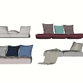 Stylish Sofa Bench With Various Colored Pillows And Cozy Blanket Design 3d model