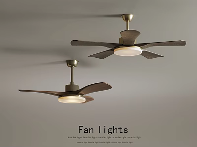 Elegant Modern Fan Lights With Bronze Blades And Ceiling Mounted Lighting Design 3d model
