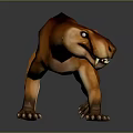 3D Rendered Prehistoric Creature With Orange Brown Fur Long Tail And Sharp Teeth