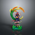 Traditional Figurine Sculpture With Wheat Ears Green Curved Structure And Base