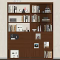 Middle Ancient Log Wind Bookcase 3d model