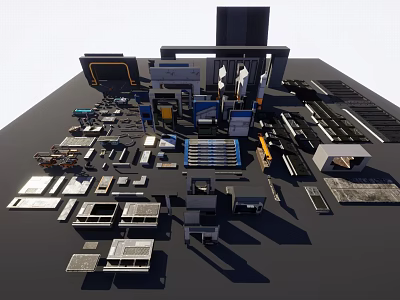 Modern Water Transport Vehicle Construction with Various Components and Metal Parts 3d model