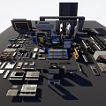 Modern Water Transport Vehicle Construction with Various Components and Metal Parts