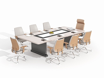 Modern Conference Table and Chair 3d model