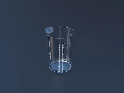 Elegant Transparent Measuring Cup With Clear Measurement Scales On Dark Background 3d model