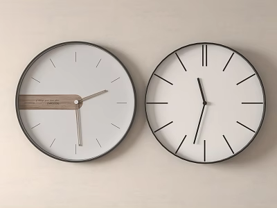 Modern Minimalist Wall Clocks With Clean Lines And Wood Accent 3d model