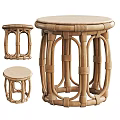 Natural Handwoven Rattan Stools With Various Sizes Classic Design For Home Interior