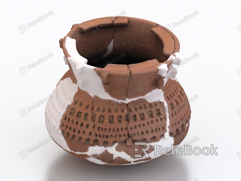 Pottery Pot Tile Antique Cultural Relics Flower Pot Vase Pottery Porcelain model