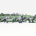 Modern Industrial Production Line Featuring Green Gray Machinery And Conveyor Systems