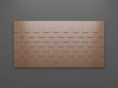 Modern Minimalist Reception Background Wall With Brown Square Tile Design And Wooden Texture 3d model