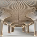 Contemporary Architectural Column With Intricate Geometric Patterns And Metallic Texture Design Details