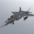 Modern Fighter Jet In Flight With Illuminated Cockpit And Cloudy Sky 3d model