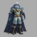 Man In Blue Cloak With Golden Ornaments And Headpiece Wearing Gloves And Boots