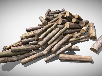 Natural Arbor Tree Logs Stacked Pile Of Freshly Cut Wooden Timber 3d model