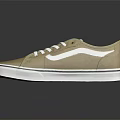 Vans Khaki Canvas Casual Shoes With White Laces And Low Top Design