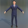 Game and Movie Character in Navy Blue Striped Suit With Arms Outstretched Standing Pose