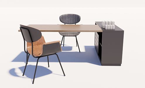 modern office desk and chair leisure chair 3d model