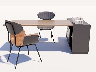 modern office desk and chair leisure chair 3d model