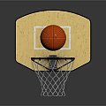 Sports Equipment Featuring Basketball Hoop With Yellow Backboard Black Rim White Net And Orange Ball