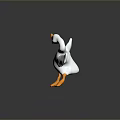 White Duck Toy With Orange Beak And Feet Standing On Blue Platform