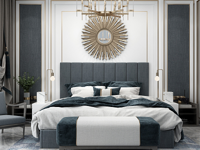 Modern Background Double Bed Neoclassical Double Bed Times model