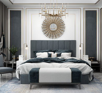 Modern Background Double Bed Neoclassical Double Bed Times 3d model