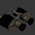 Vintage Military Weapon Binoculars With Leather Grip And Brass Components Design